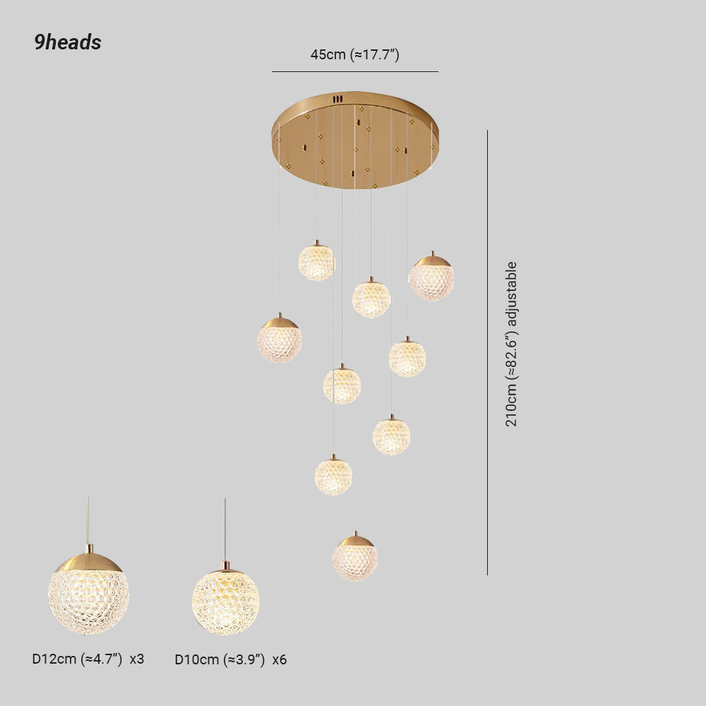 Arisha Luminaires Suspensions Multi/Bulle Moderne Métal/Acrylique Doré Chambre à Coucher - Neutralighting