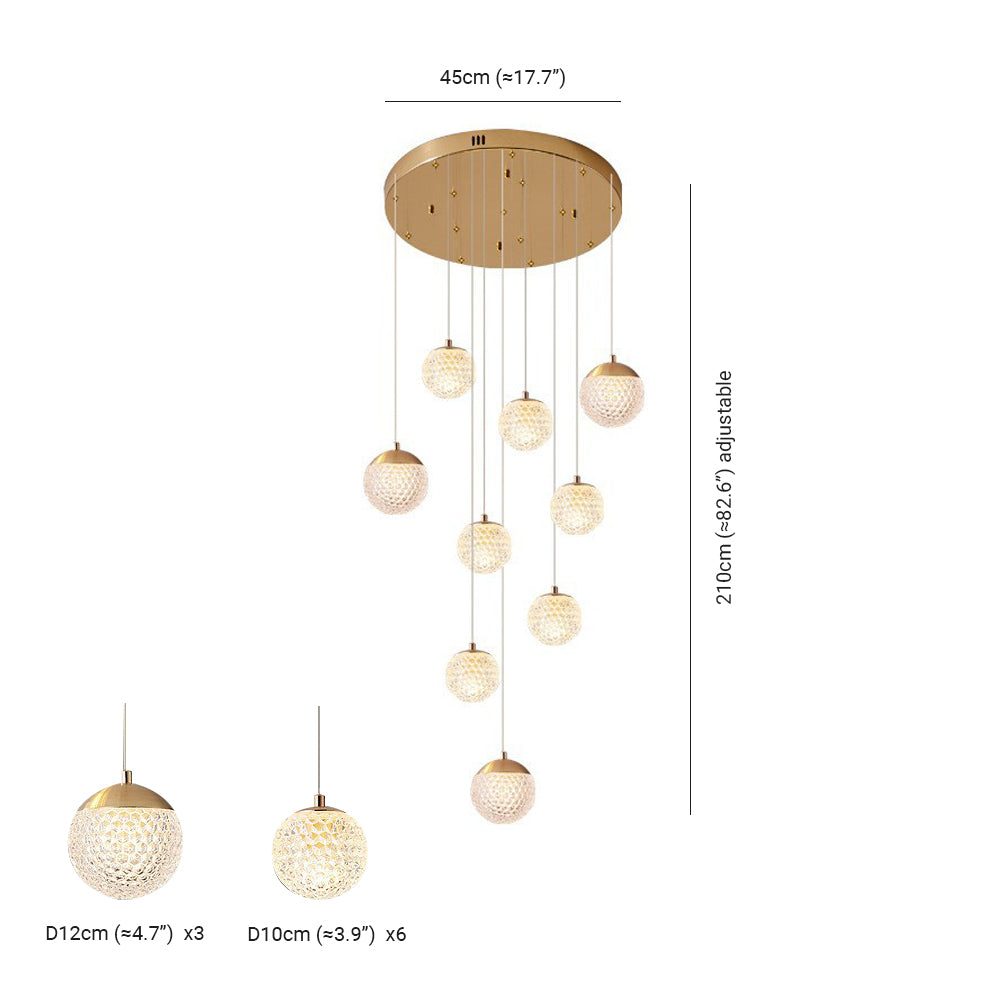 Arisha Luminaires Suspensions Multi/Bulle Moderne Métal/Acrylique Doré Chambre à Coucher - Neutralighting