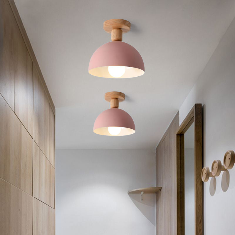 Muto Dôme Moderne LED Plafonnier Blanc/Gris Bois/Métal Salle d'étude - Neutralighting