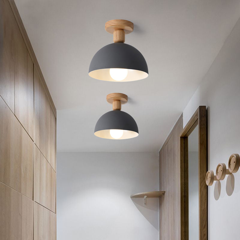 Muto Dôme Moderne LED Plafonnier Blanc/Gris Bois/Métal Salle d'étude - Neutralighting