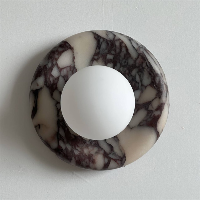 Evenir Modern Minimalist Bvlgari Purple Marble Sconce Wall Lamp - Lamp Copper