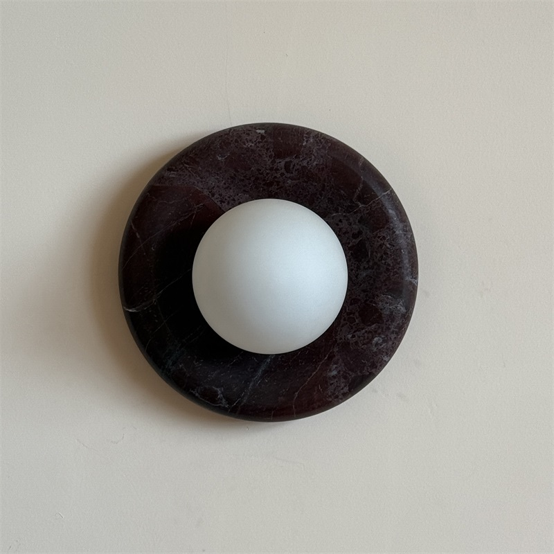 Uzorionis Nordic Art Deep Purple Red Glass Marble Sconce Wall Lamp - Lamp Copper