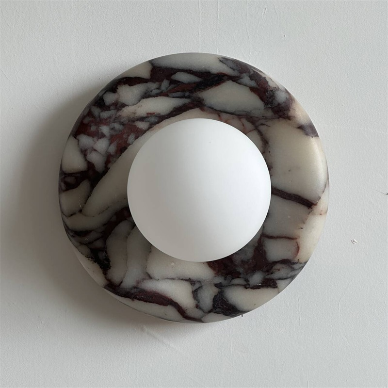 Evenir Modern Minimalist Bvlgari Purple Marble Sconce Wall Lamp - Lamp Copper