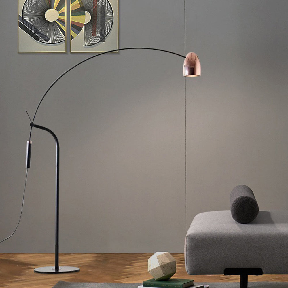 Arisha Design Simple Lampadaire Arc Minimaliste Métal Or Rose Salon