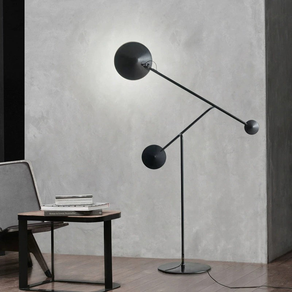 Arisha Design Simple Lampadaire Rond Moderne Métal Noir Salon/Chambre à Coucher