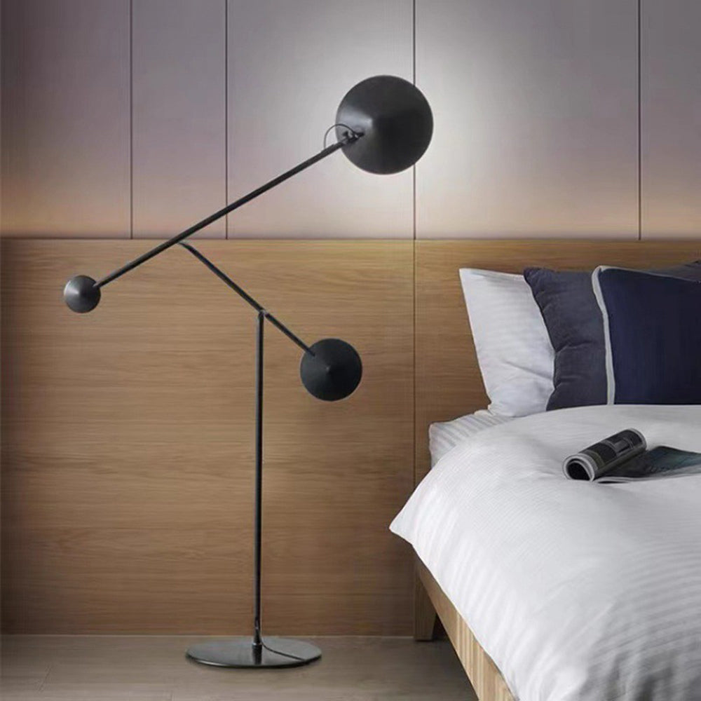 Arisha Design Simple Lampadaire Rond Moderne Métal Noir Salon/Chambre à Coucher