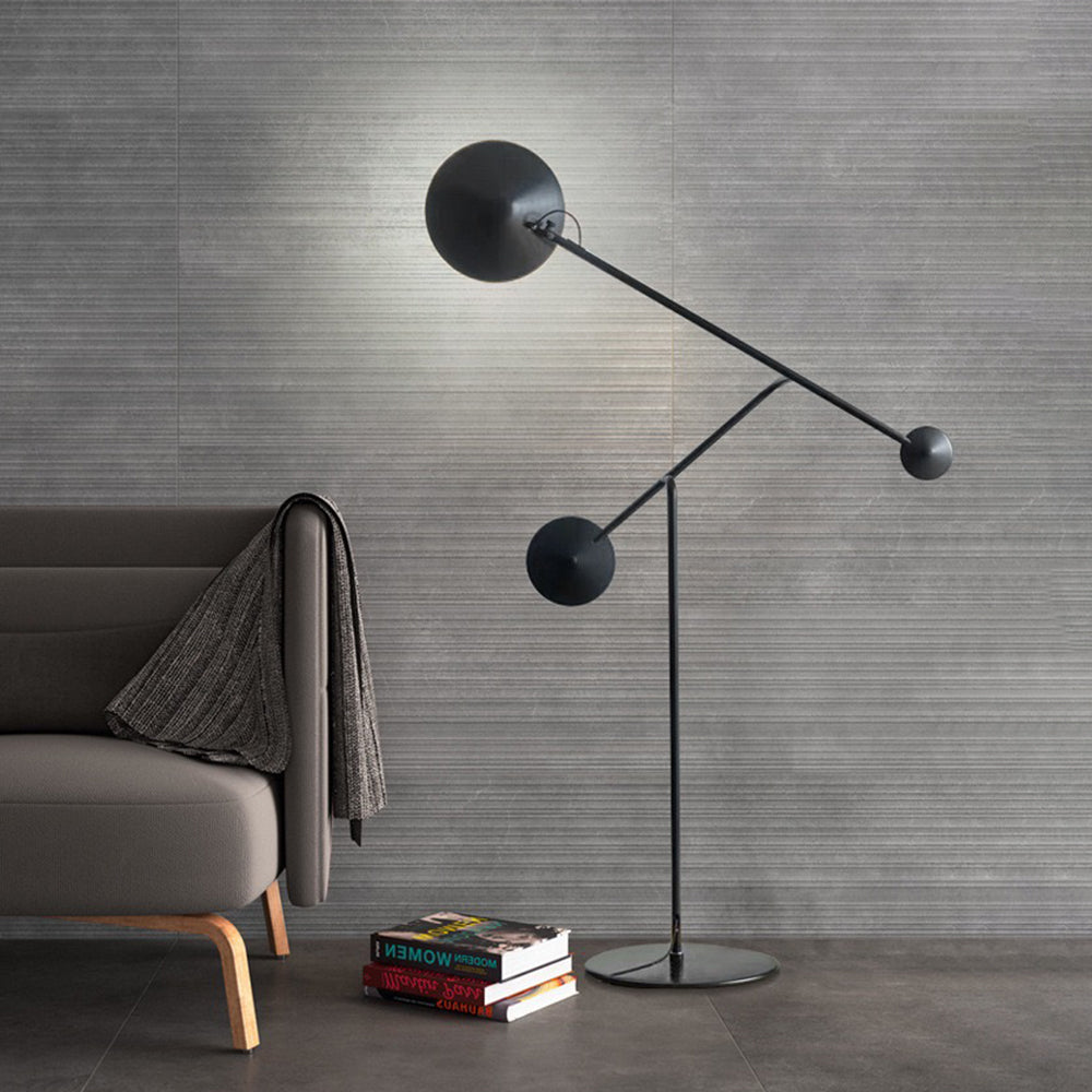 Arisha Design Simple Lampadaire Rond Moderne Métal Noir Salon/Chambre à Coucher