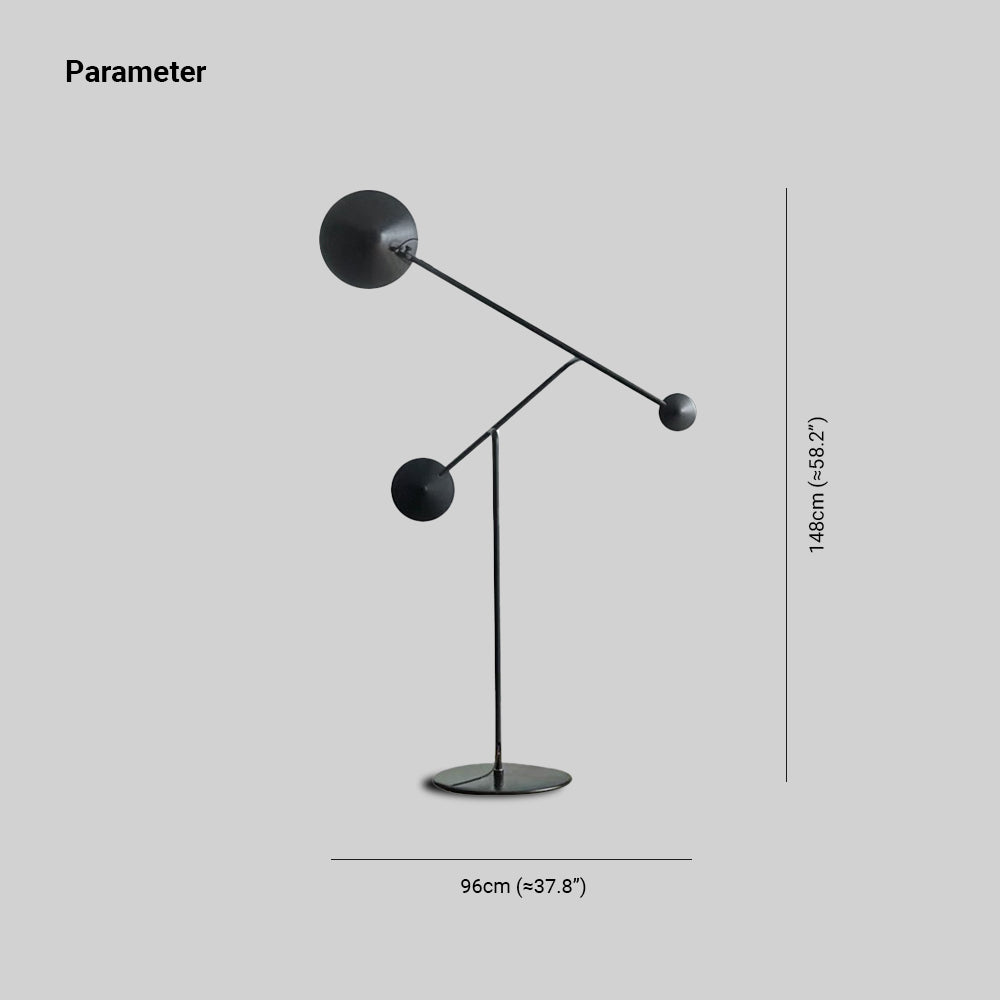Arisha Design Simple Lampadaire Rond Moderne Métal Noir Salon/Chambre à Coucher