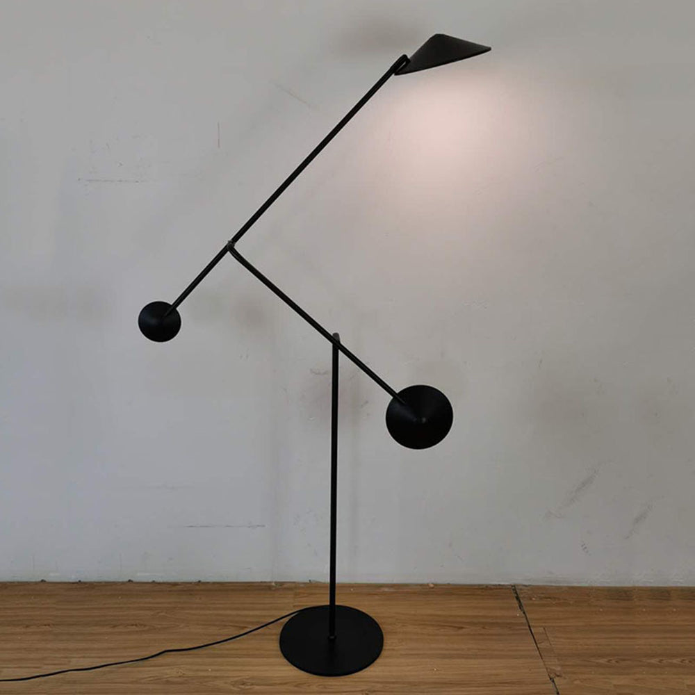 Arisha Design Simple Lampadaire Rond Moderne Métal Noir Salon/Chambre à Coucher