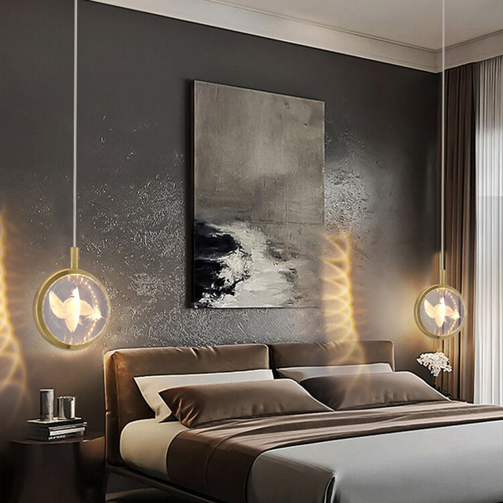 Arisha Luminaires Suspensions Ronde Moderne LED Métal/Cristal Doré Salon - Neutralighting