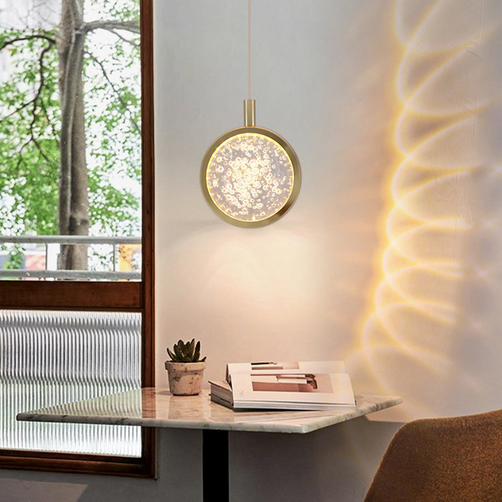 Arisha Luminaires Suspensions Ronde Moderne LED Métal/Cristal Doré Salon - Neutralighting
