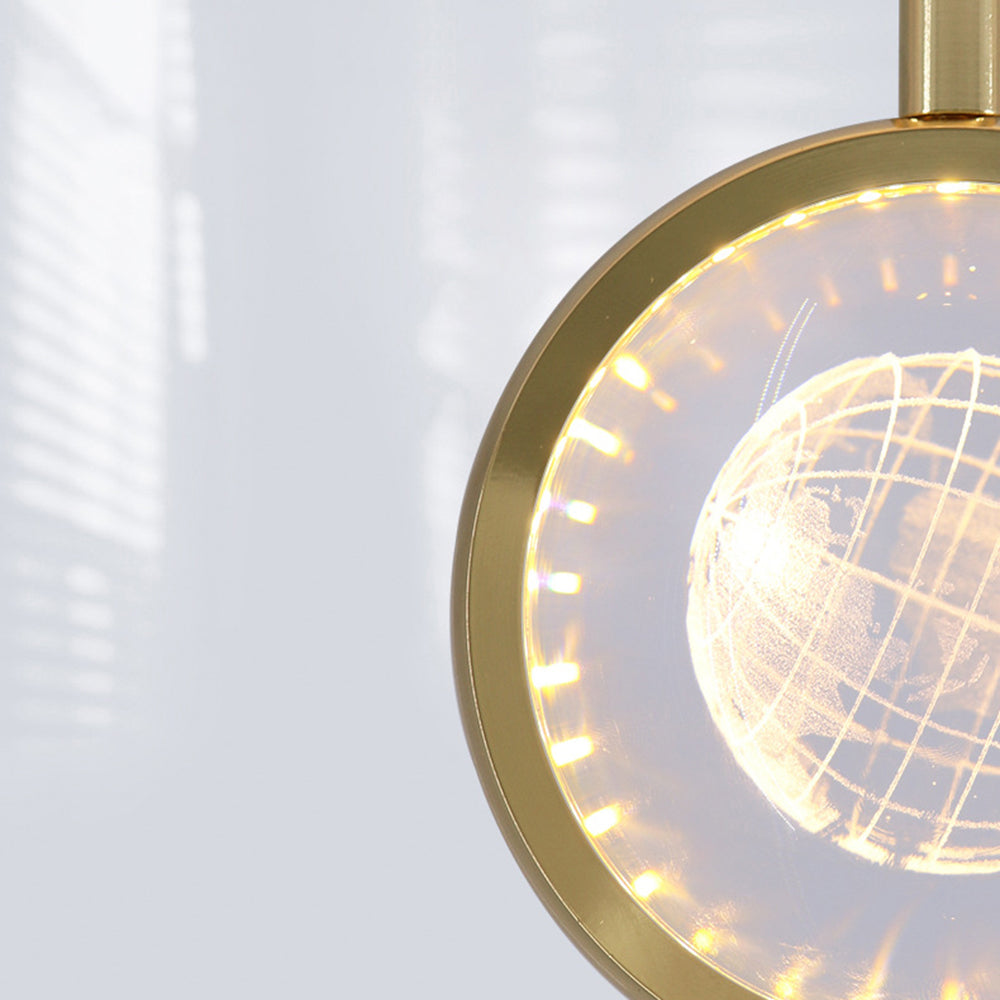 Arisha Luminaires Suspensions Ronde Moderne LED Métal/Cristal Doré Salon - Neutralighting