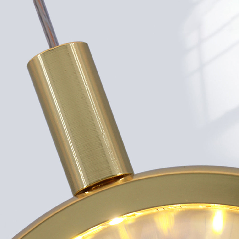 Arisha Luminaires Suspensions Ronde Moderne LED Métal/Cristal Doré Salon - Neutralighting