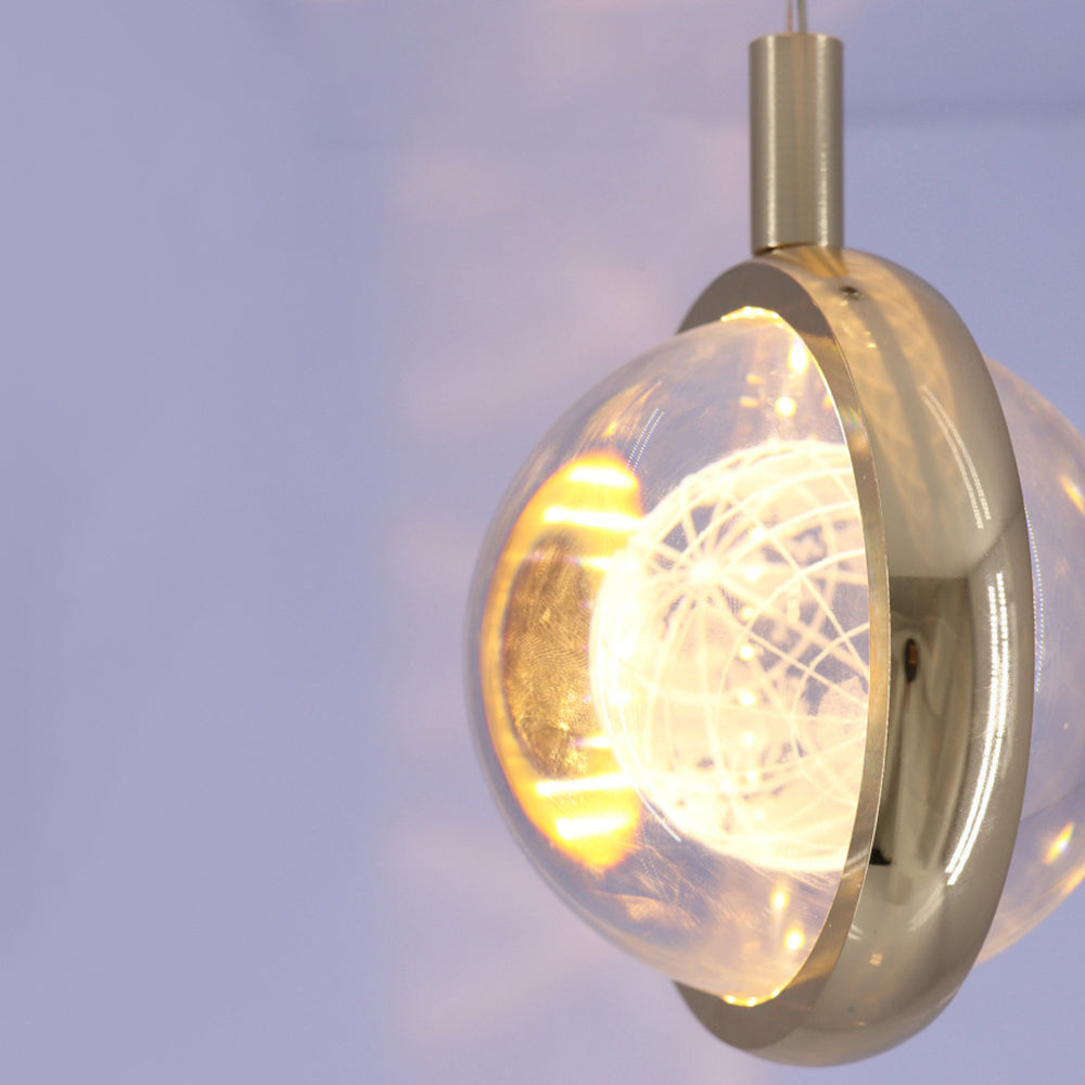 Arisha Luminaires Suspensions Ronde Moderne LED Métal/Cristal Doré Salon - Neutralighting