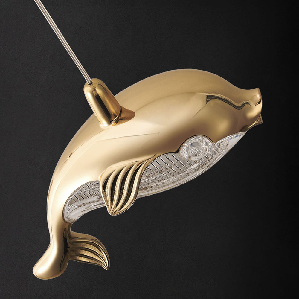 Arisha Design LED Luminaires Suspensions Dauphin Moderne Métal/Acrylique Doré Salon - Neutralighting