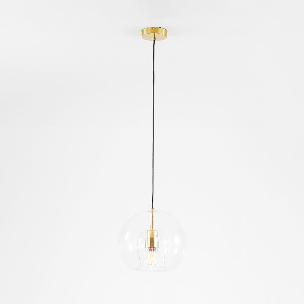 June Suspension Bulle Nordique Verre Transparent/Doré Salon/Chambre - Neutralighting