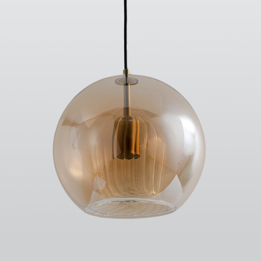 June Suspension Bulle Nordique Verre Transparent/Doré Salon/Chambre - Neutralighting