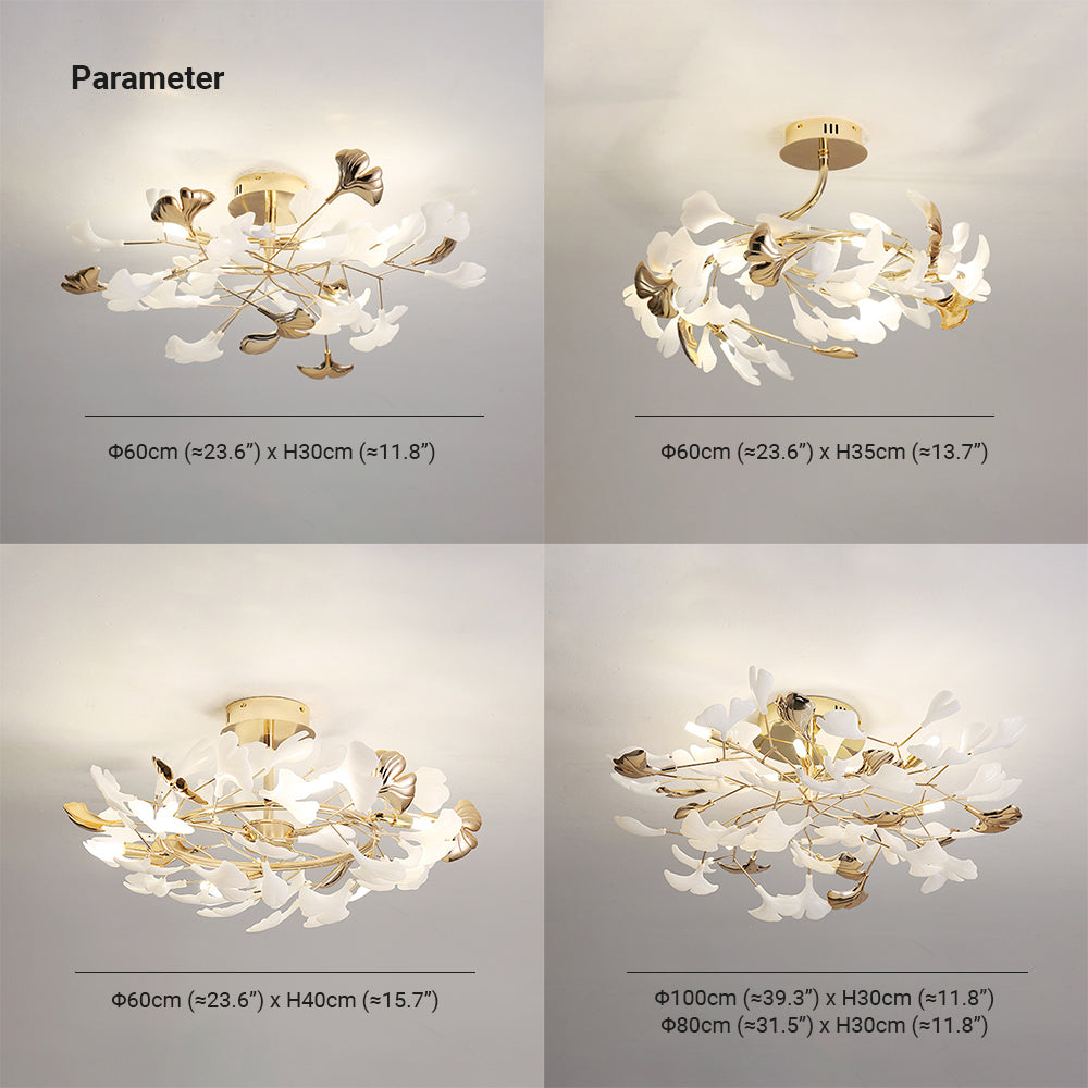 Olivia Design Plafonnier Floral Moderne Métal/Céramique Doré Salon/Chambre à Coucher - Neutralighting