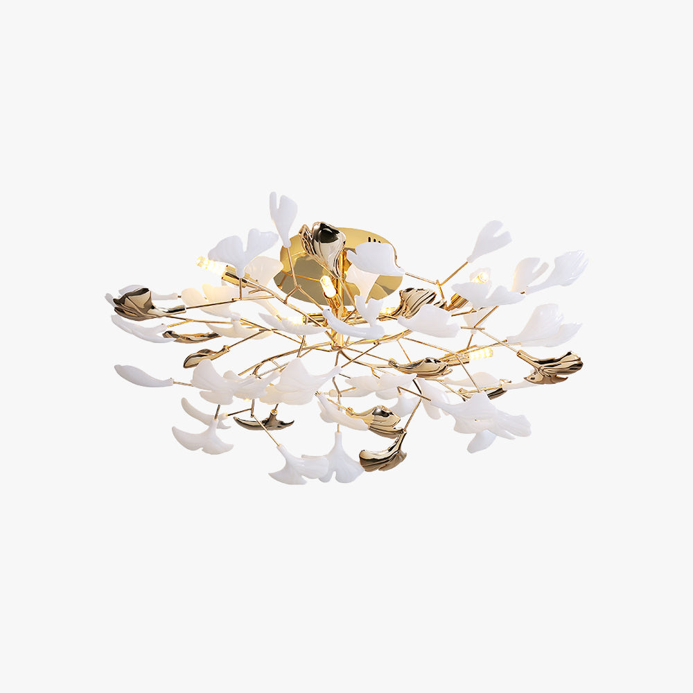 Olivia Design Plafonnier Floral Moderne Métal/Céramique Doré Salon/Chambre à Coucher - Neutralighting