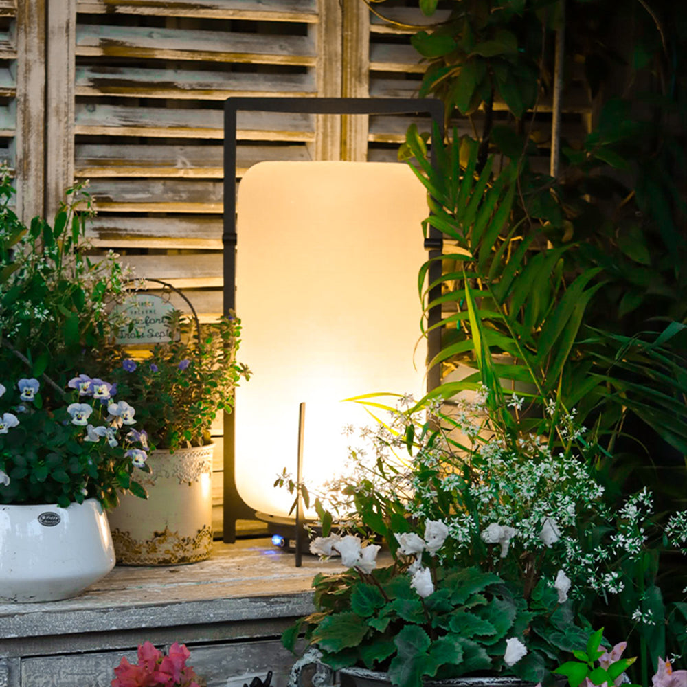 Ray Lampadaire Cylindre Moderne, Métal/Acrylique, Blanc, Jardin