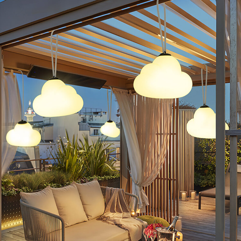 Aria Suspension Extérieure Nuage Moderne, Métal/Acrylique, Blanc, Jardin
