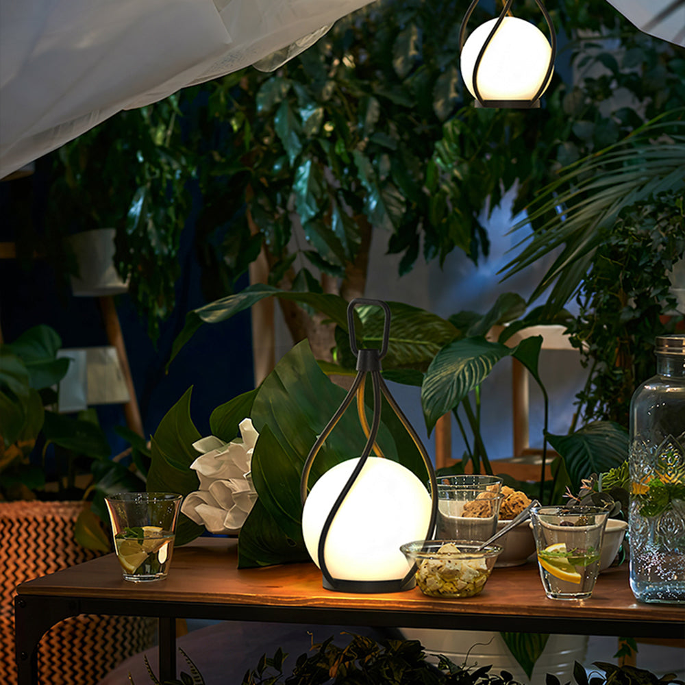Valentina Suspension Extérieure Globe Moderne, Métal/Acrylique, Blanc/Noir, Jardin - Neutralighting