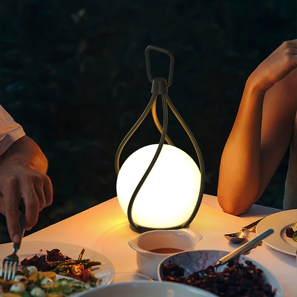 Valentina Suspension Extérieure Globe Moderne, Métal/Acrylique, Blanc/Noir, Jardin - Neutralighting