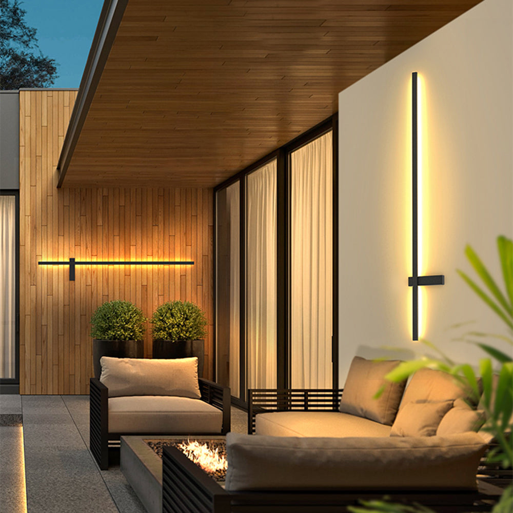 Ray Applique Murale Extérieure Linéaire Minimaliste, Métal, Noir, Terrasse - Neutralighting