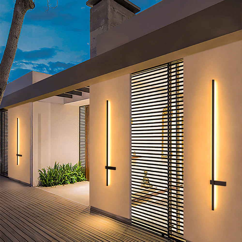 Ray Applique Murale Extérieure Linéaire Minimaliste, Métal, Noir, Terrasse - Neutralighting