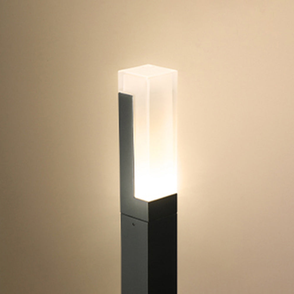 Ray Borne Extérieure Rectangulaire Minimalisme, Métal/Acrylique, Noir, Jardin - Neutralighting