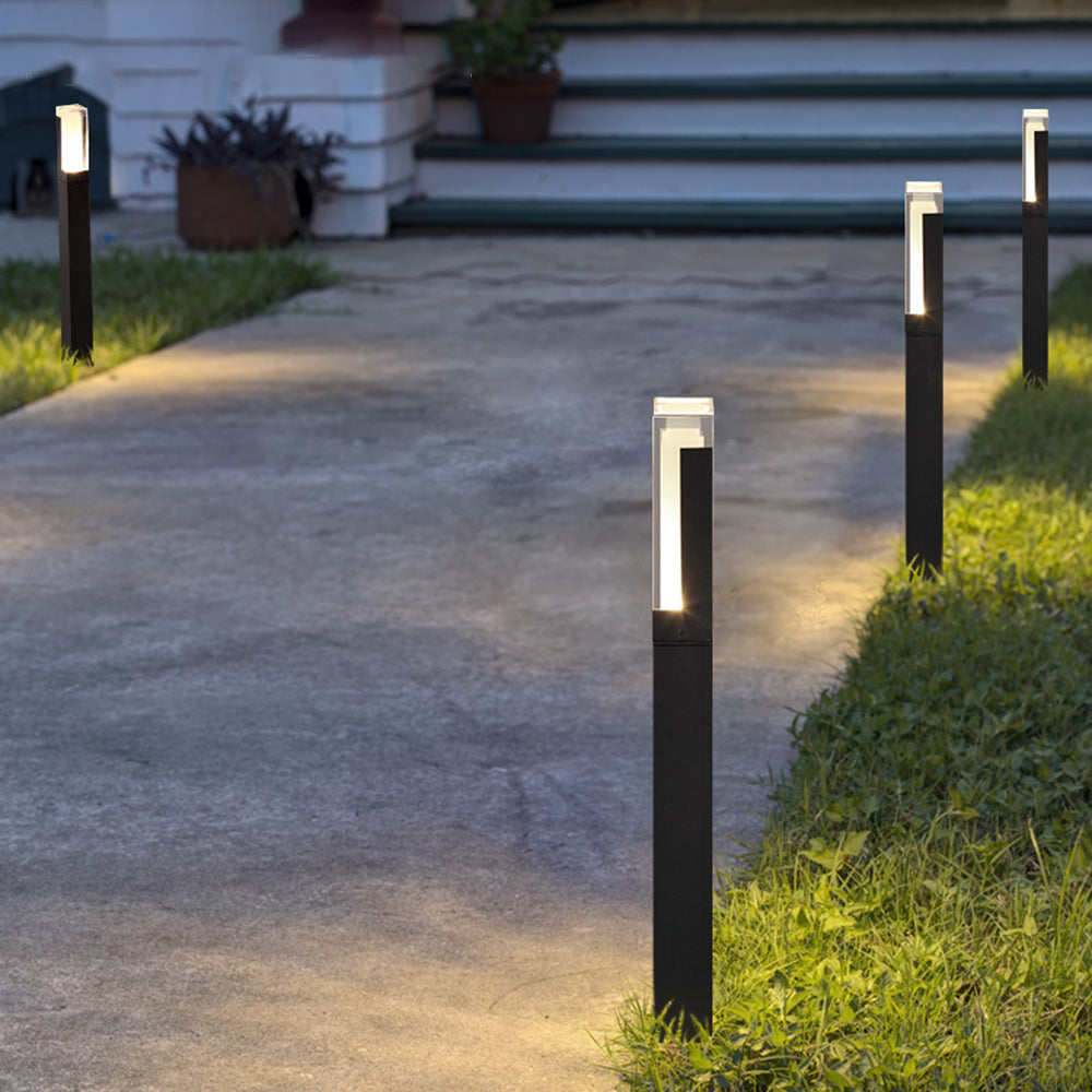 Ray Borne Extérieure Rectangulaire Minimalisme, Métal/Acrylique, Noir, Jardin - Neutralighting