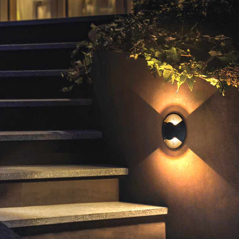 Ray Éclairage Escalier Extérieur Cylindre Moderne, Métal/Verre, Noir, Jardin