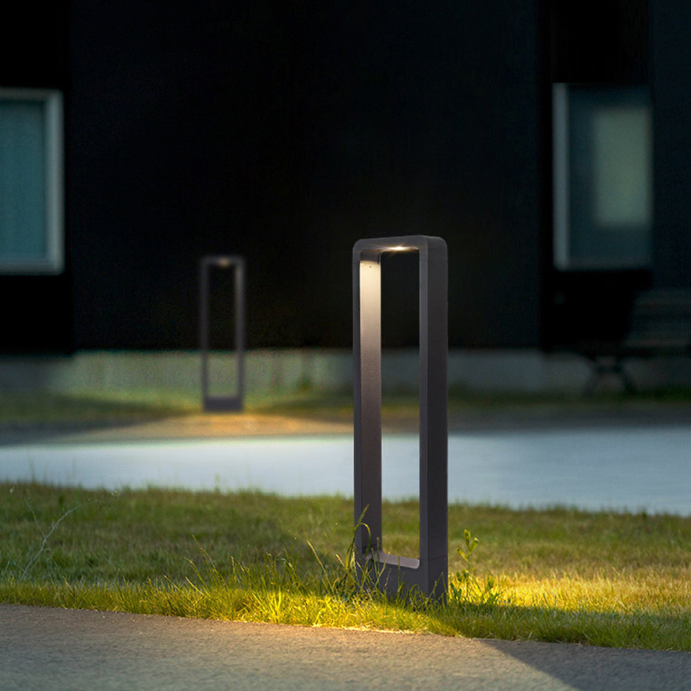 Ray Borne Extérieure Rectangulaire Minimalisme, Métal/Acrylique, Noir, Jardin - Neutralighting