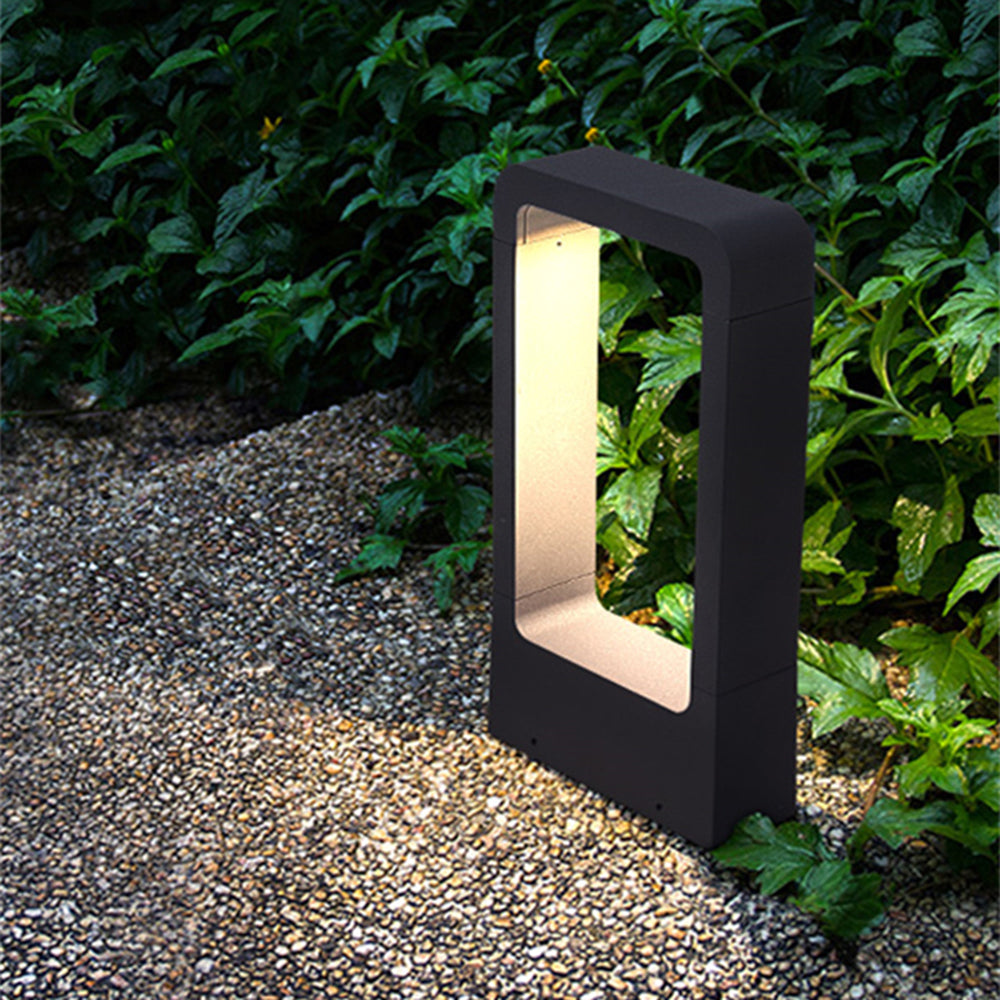 Ray Borne Extérieure Rectangulaire Minimalisme, Métal/Acrylique, Noir, Jardin - Neutralighting