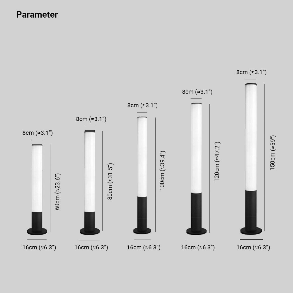 Ray Lampe Extérieure au Sol Minimaliste, Métal/Acrylique, Noir/Blanc, Jardin - Neutralighting