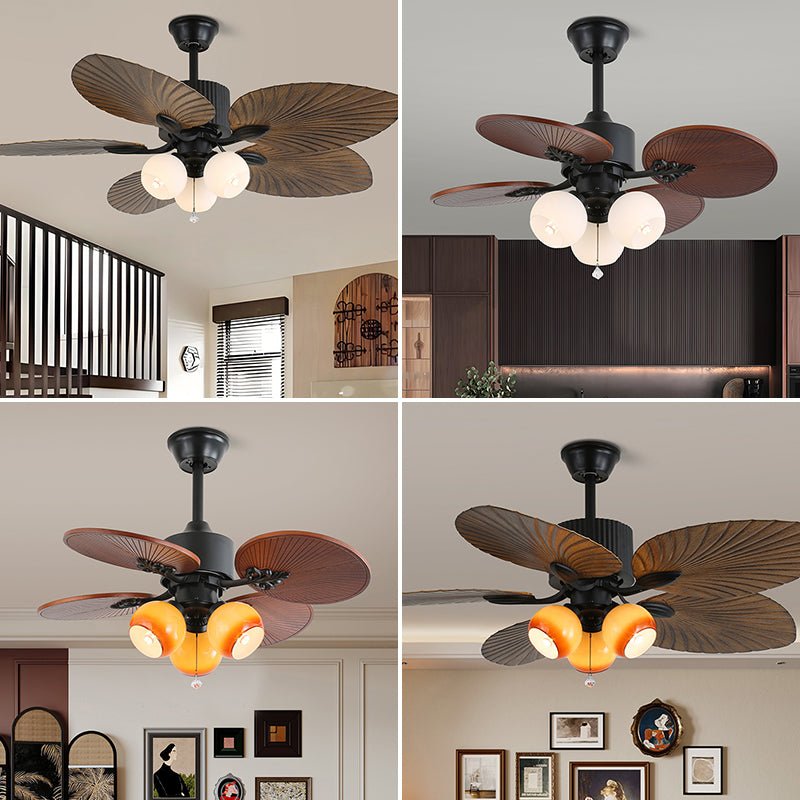 Ventilateur de plafond Solara Tropical en verre avec lumière, Modèle G (Diamètre 132cm)