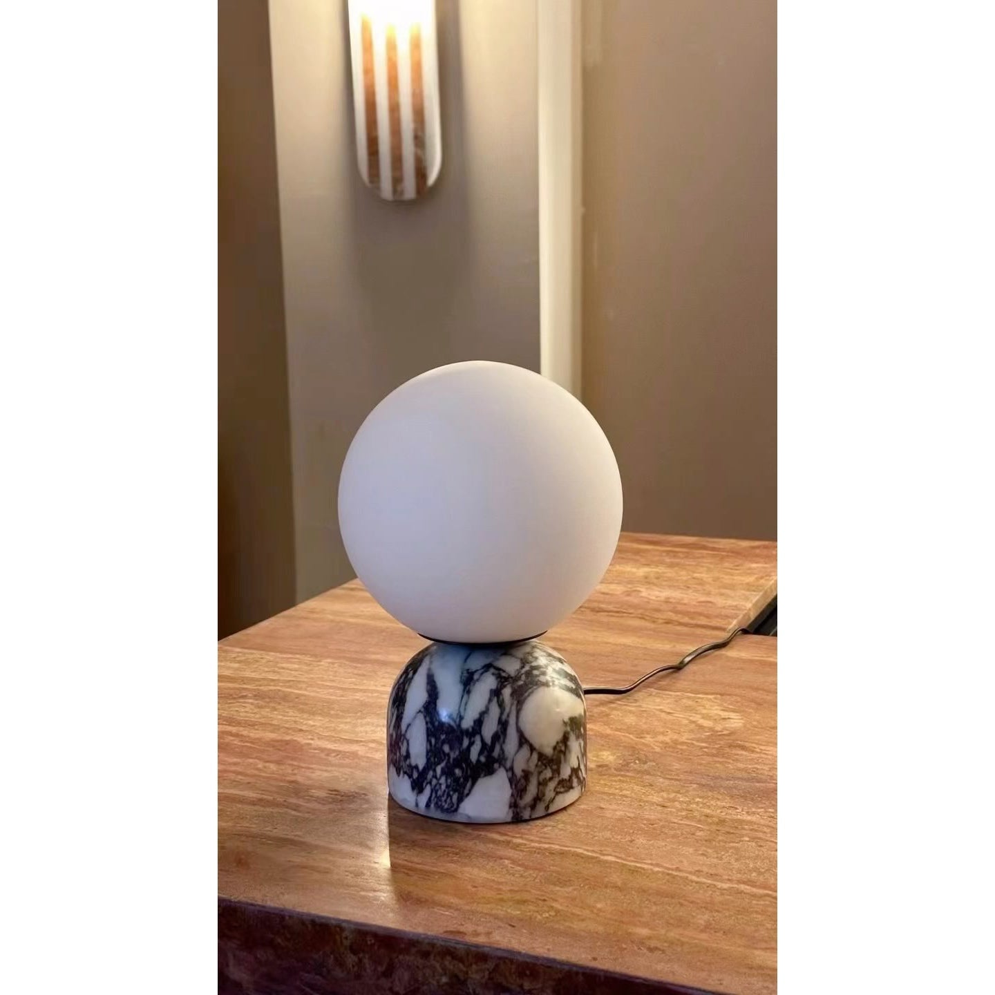 Aalia Marble Modern Minimalist Table Lamp - Lamp Copper