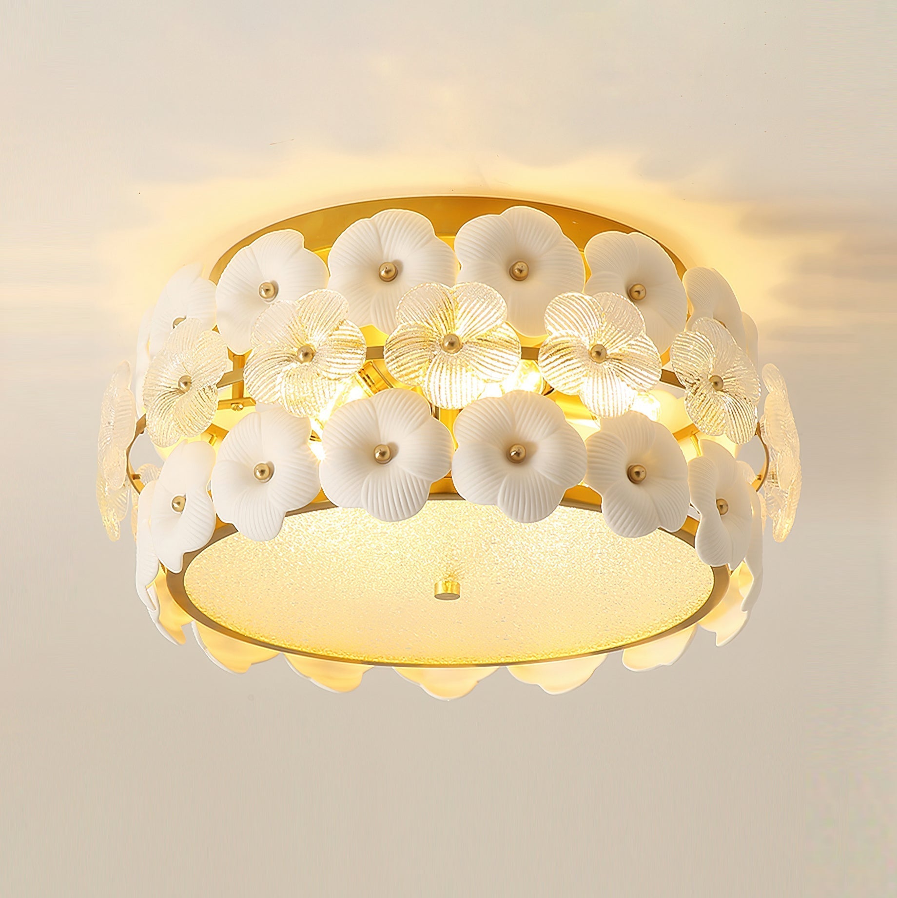 Abella Plafonnier Céramique Floraison Anneau Romantique - Neutralighting