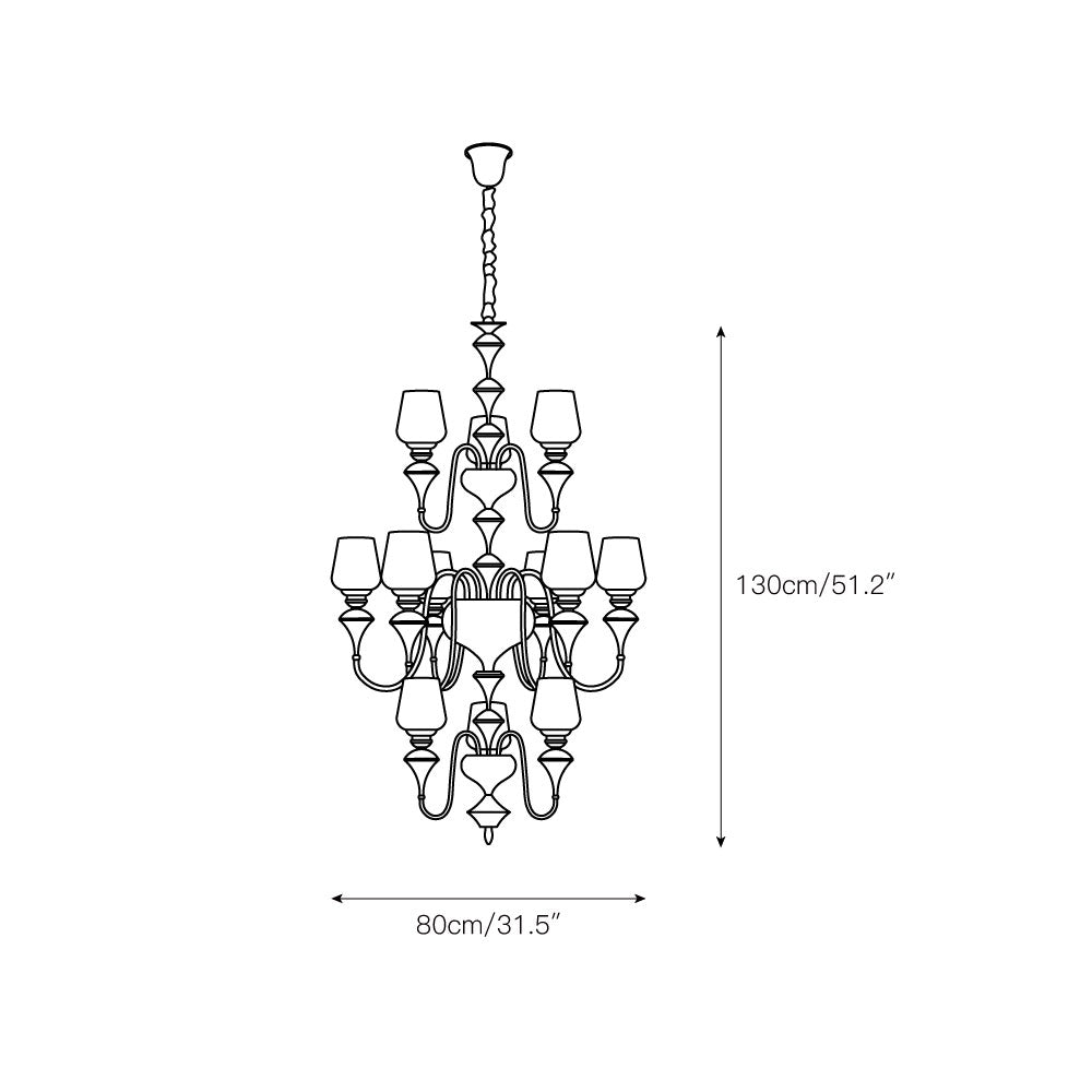 Abrahamson Traditional Shaded Tiered Brass Glass Chandelier - Lamp Copper