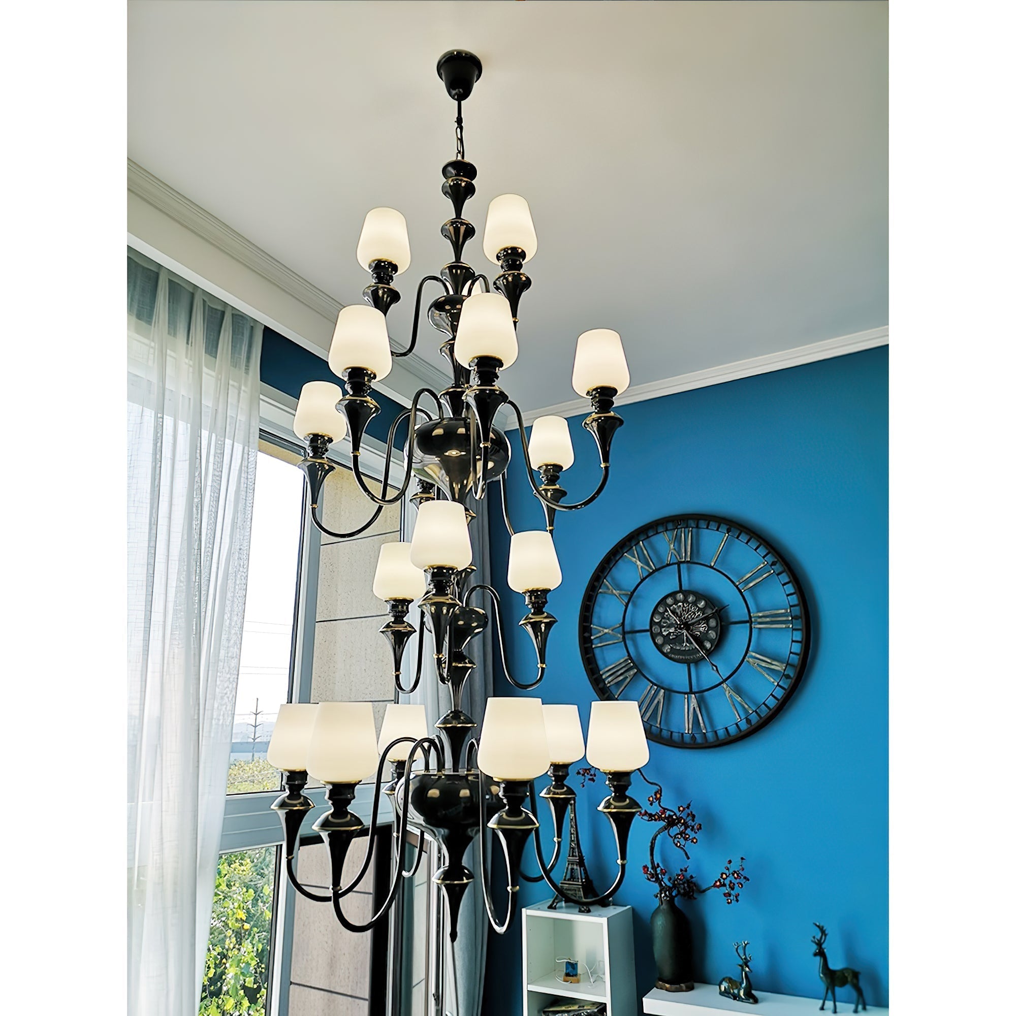Abrahamson Traditional Shaded Tiered Brass Glass Chandelier - Lamp Copper