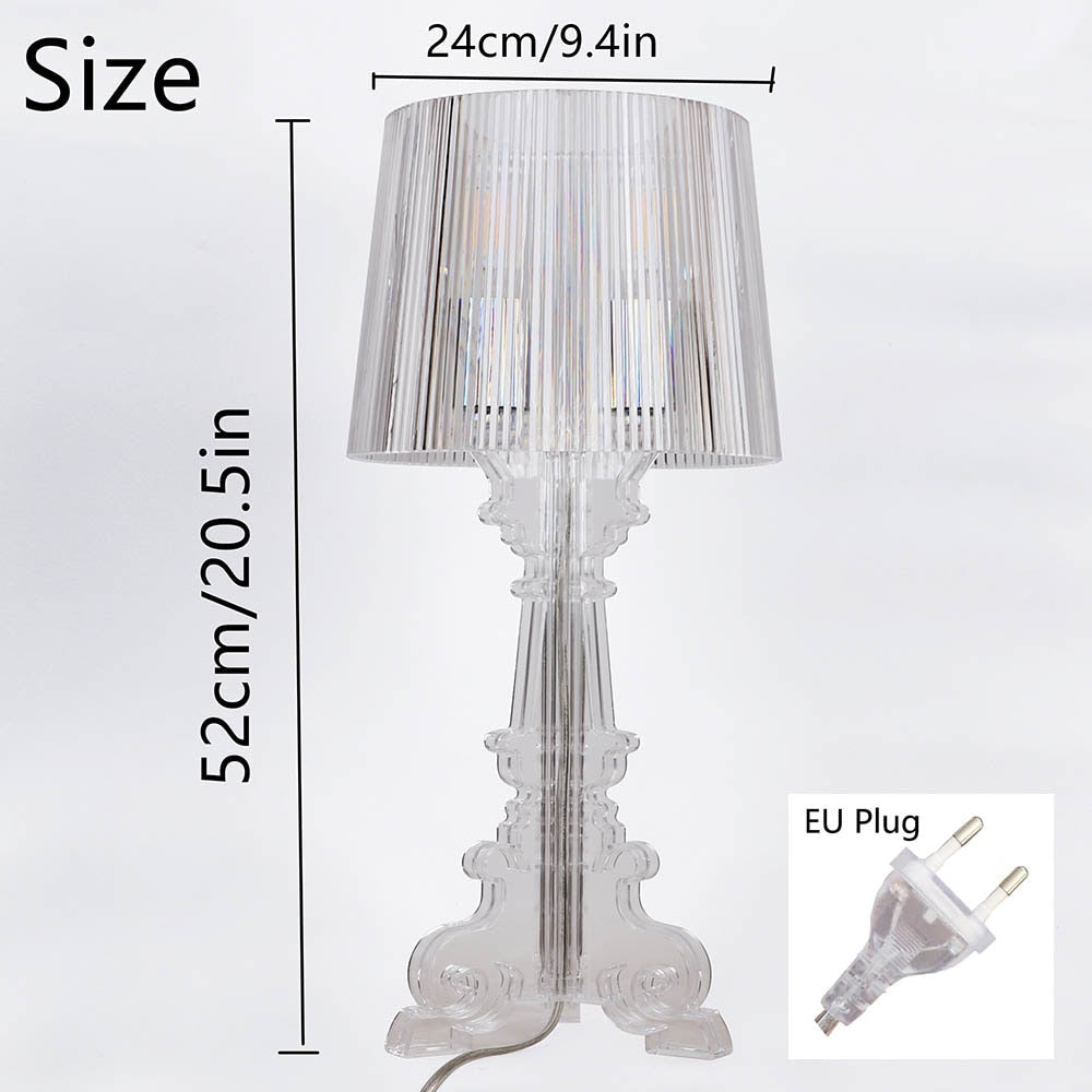 Kristy Lamp de Table Cylindre Moderne, Arcylique, Noir/Transparent, Salon