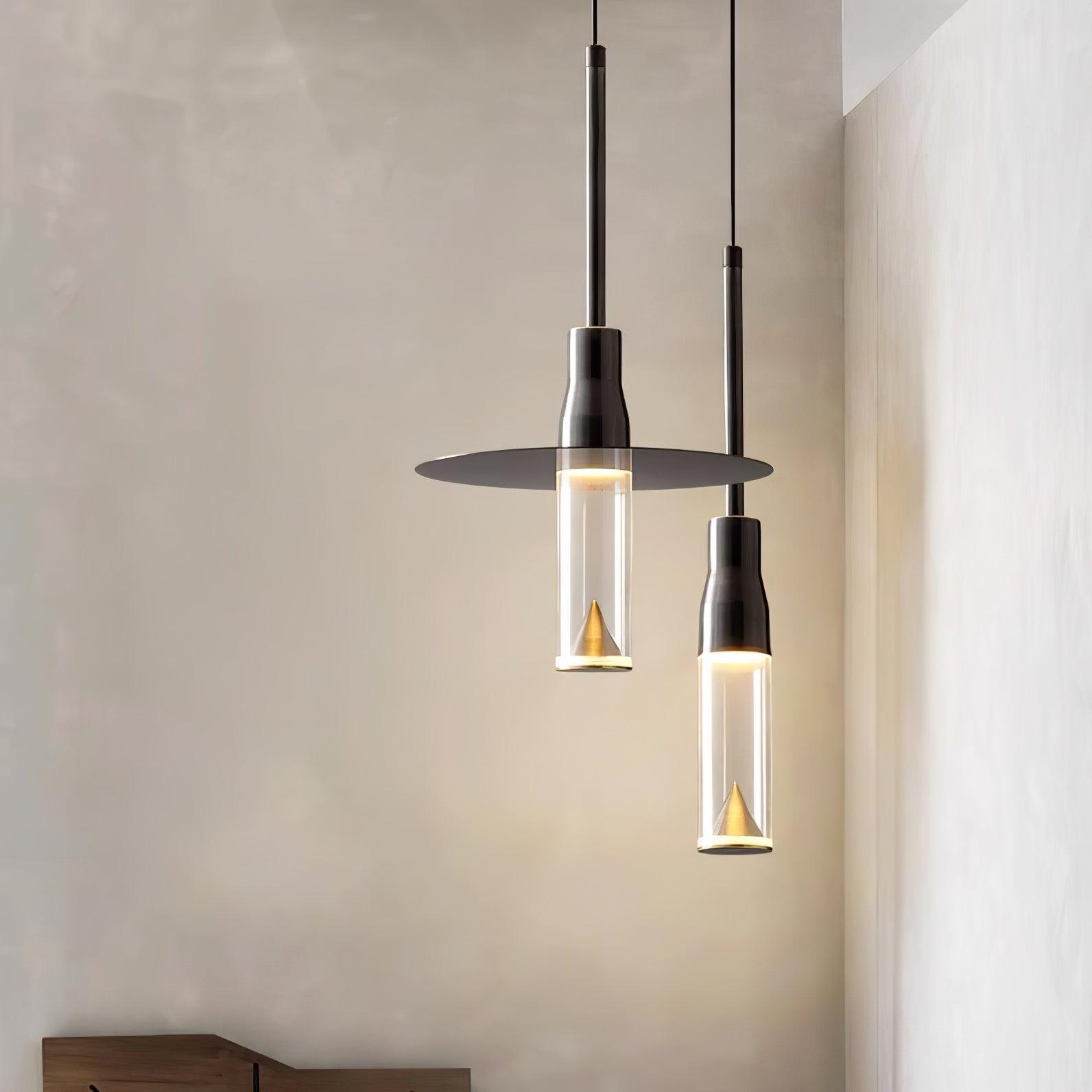 Solara Lampe suspendue en acrylique avec plaque de chapeau chromée moderne - Neutralighting