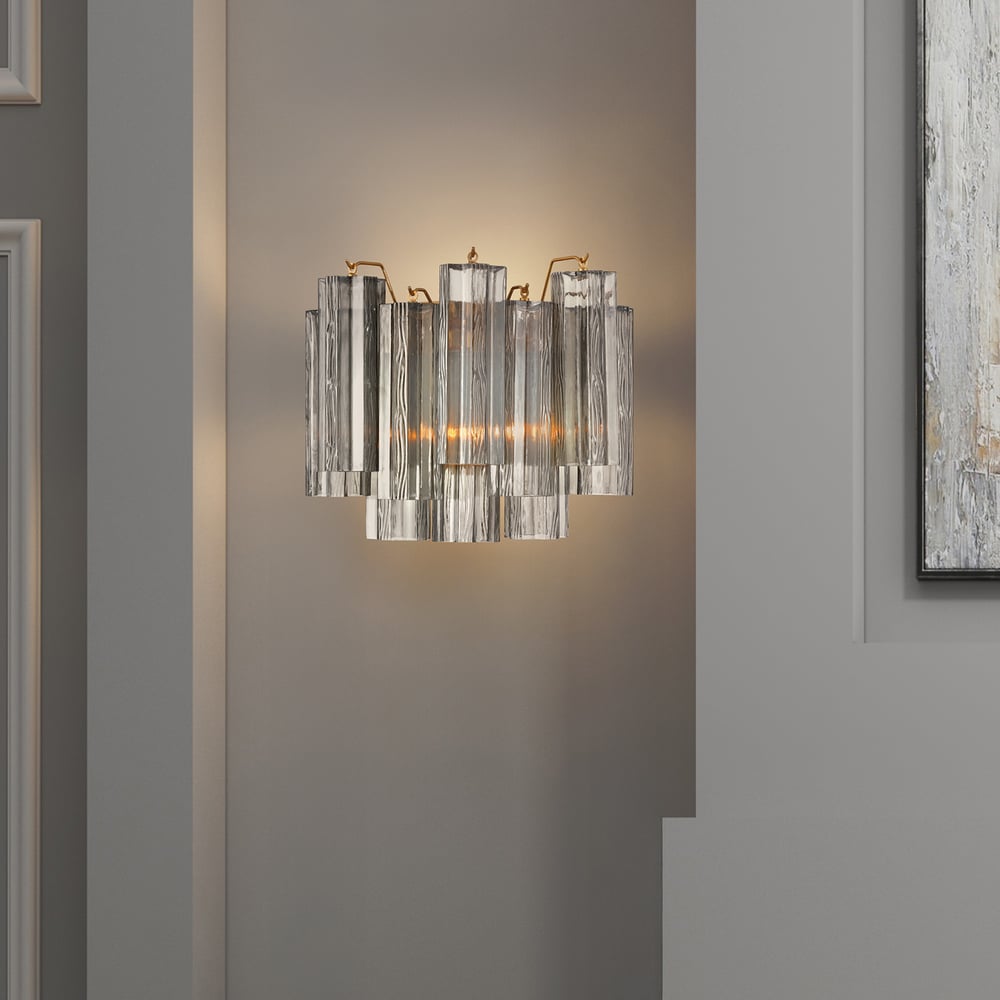 Aurora Wall Light Tronchi Glass Tube Tiered Amber Modern - Letslighting