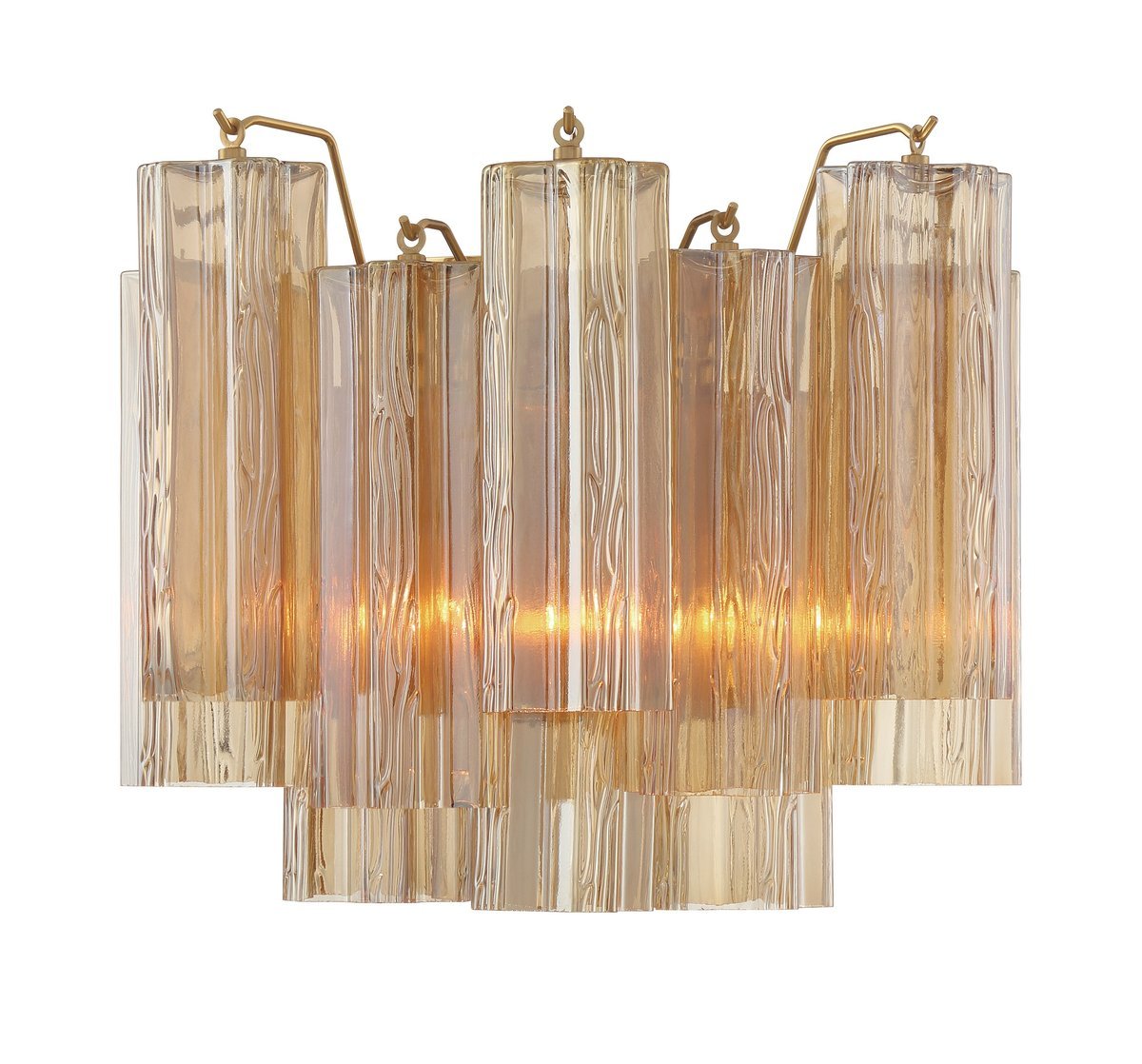 Aurora Wall Light Tronchi Glass Tube Tiered Amber Modern - Letslighting