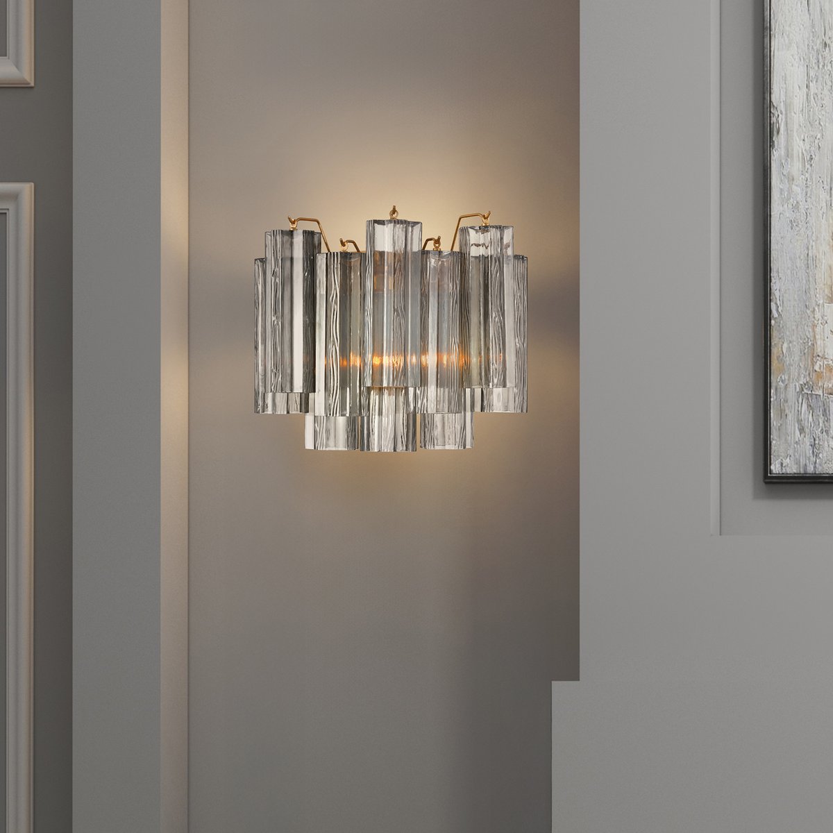 Aurora Wall Light Tronchi Glass Tube Tiered Amber Modern - Letslighting