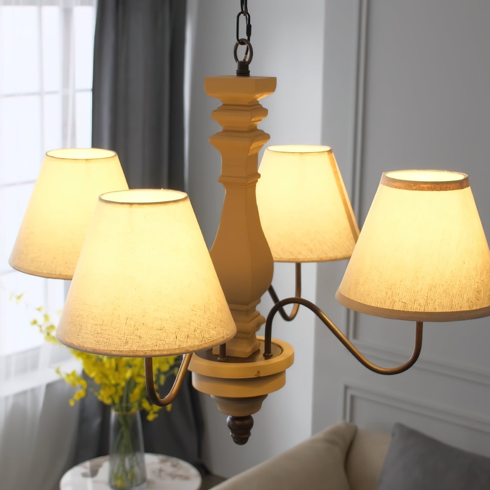 Adela Traditional Luxury Wood Chandelier - Lamp Copper