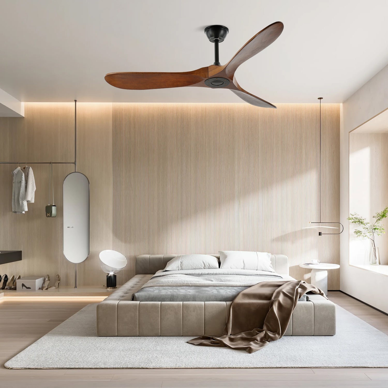 Ventilateur de plafond en bois Aviona finition Noyer