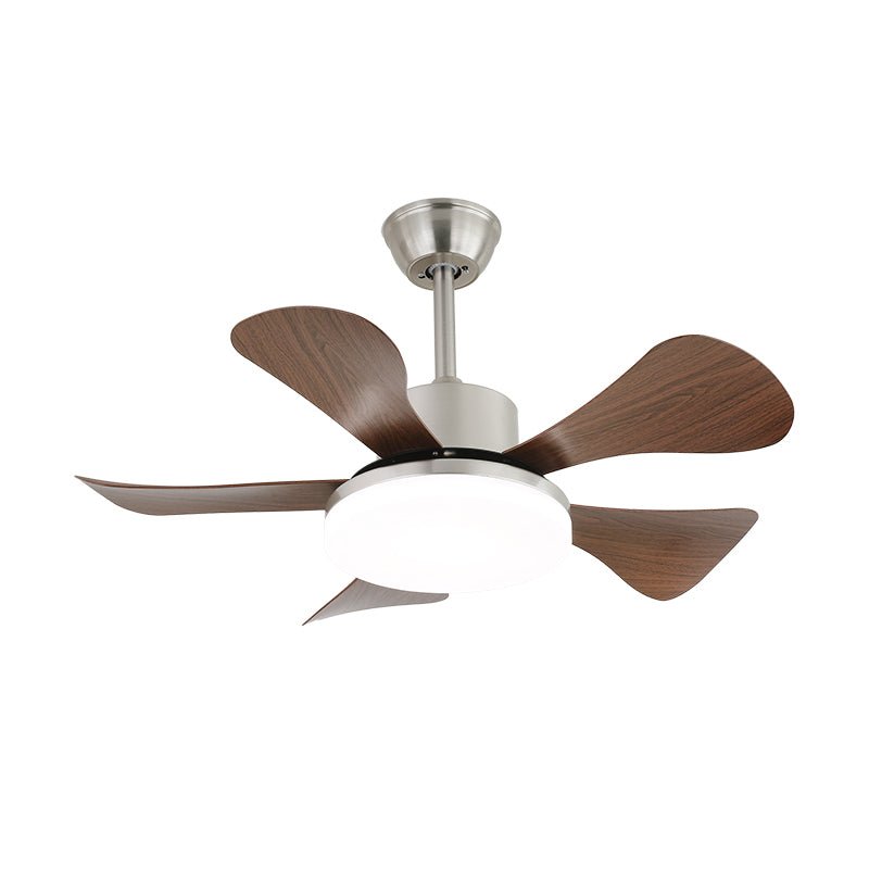 Détail de l'abat-jour en acrylique et du cadre métallique du ventilateur de plafond Aurefan