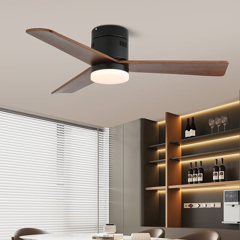 Ventilateur de plafond lumineux Eris minimaliste en bois, Modèle D