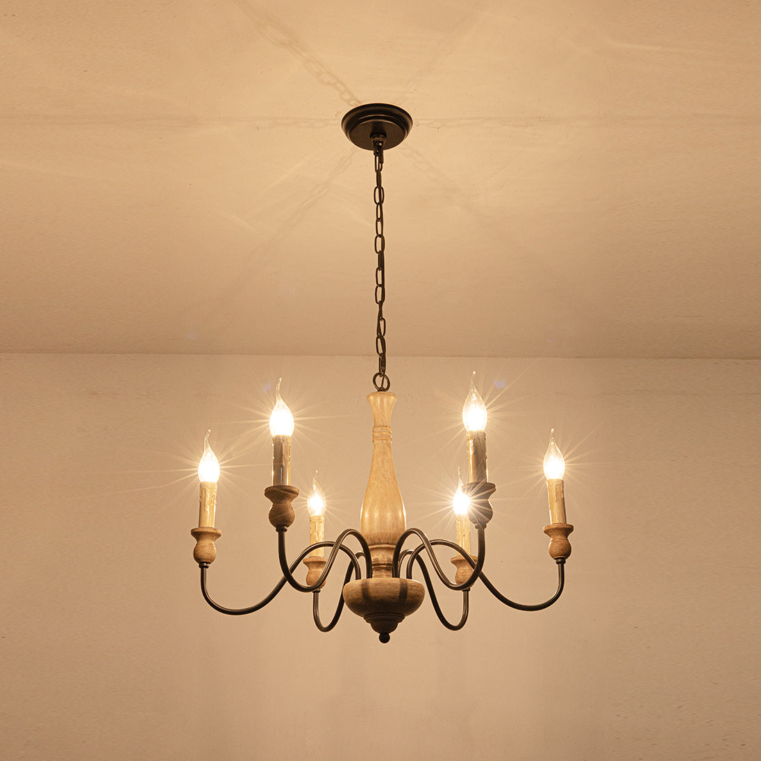 Afralia Modern Industrial Wooden Chandelier - Lamp Copper